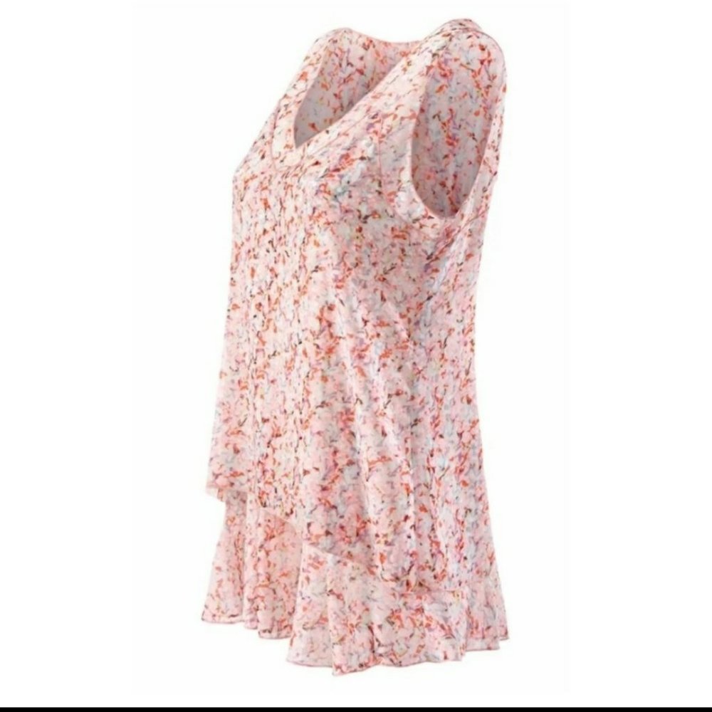 CAbi Bella Floral Tiered Sleeveless Top Size Small